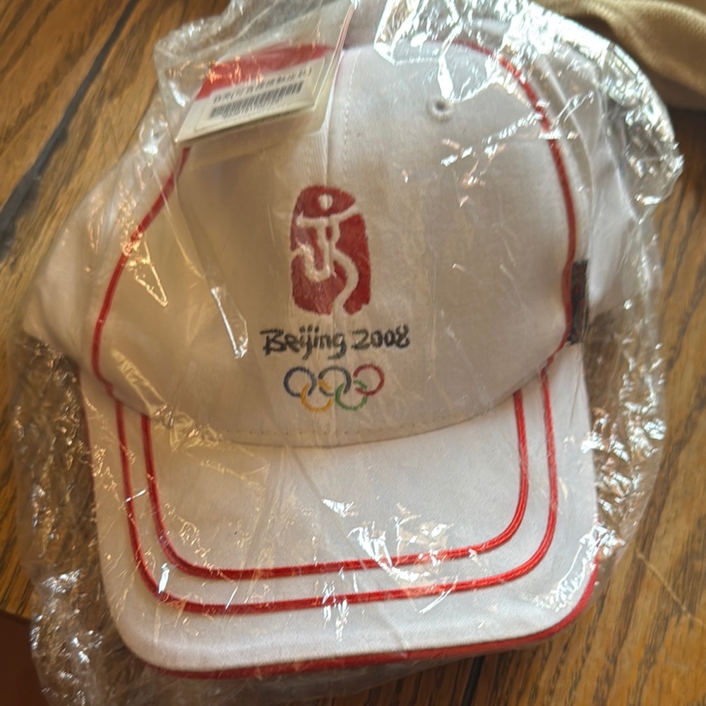 Beijing 2008 White Cap with Red Accents
